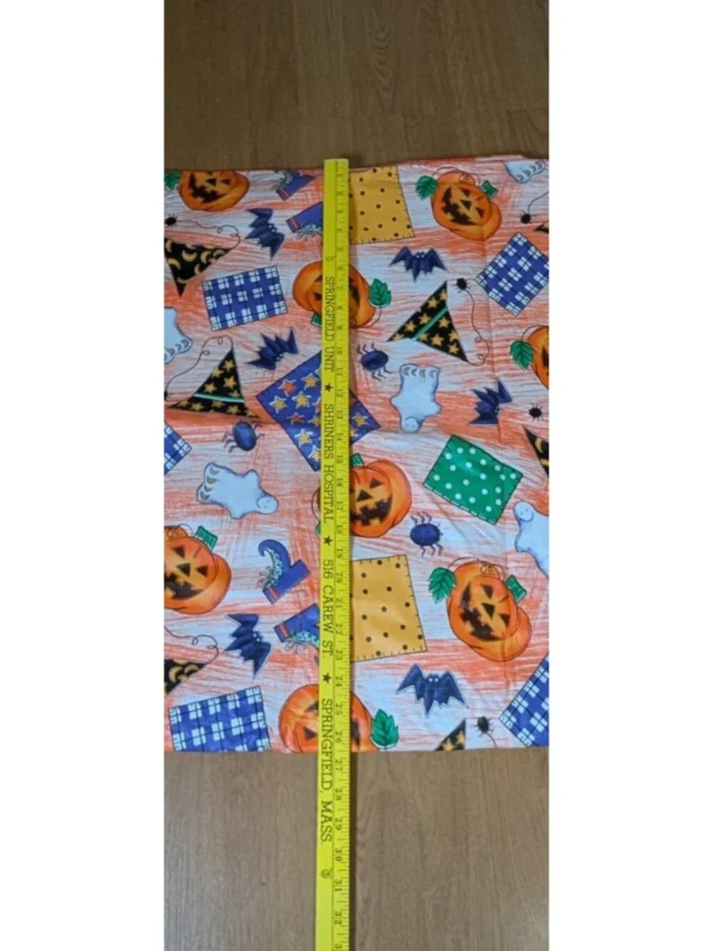 rectangle halloween tablecloth jackolantern witch hat spiders flannel back
